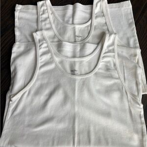 Mossimo (2) White Tank Tops - Size L - one never worn - the other once!